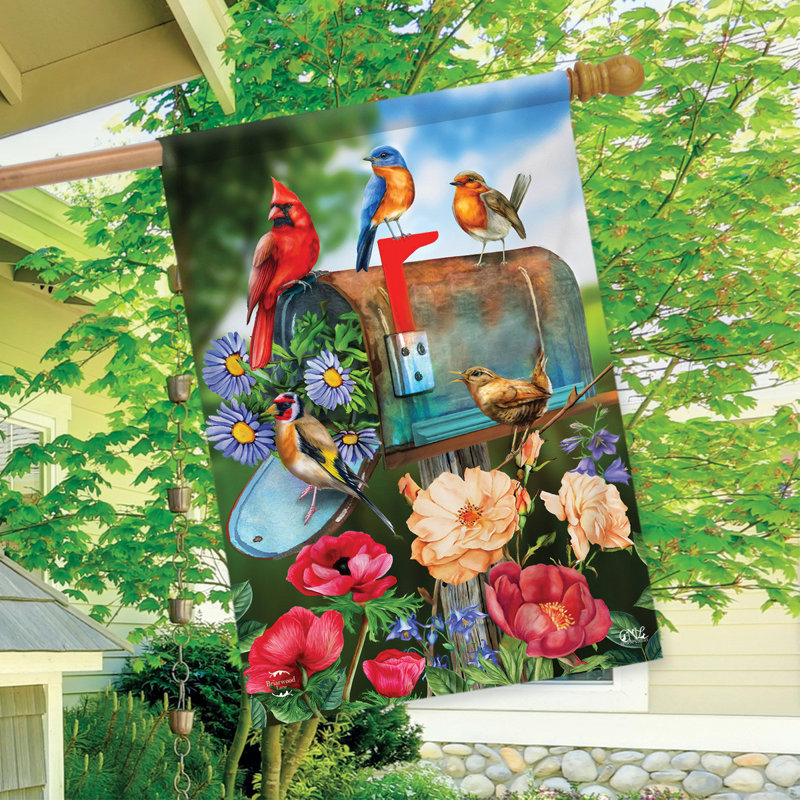 Birds And Mailbox Spring House Flag