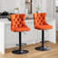 Tabouret de bar pivotant à hauteur ajustable en velours moderne avec dossier (ensemble de 4)-1397467507