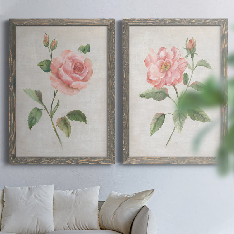 Grandiflora I - Ensemble de 2 peintures sur toile encadrées, H 31,5 po x l 47 po x P 1,5 po, Encadré gris