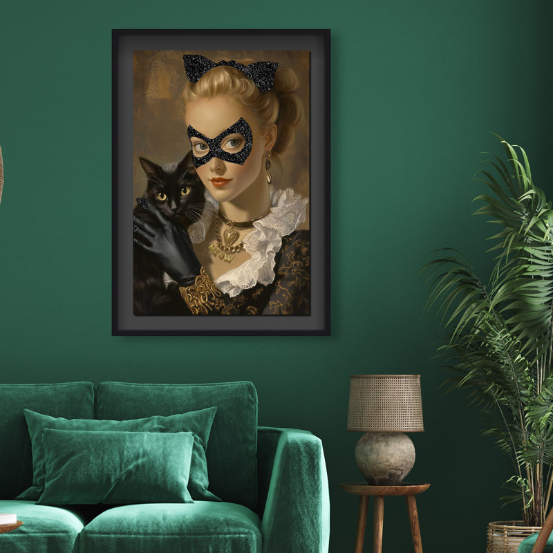 Oliver Gal Cat Hero Lady Animals - Glitter Shadowbox Framed Wall Art