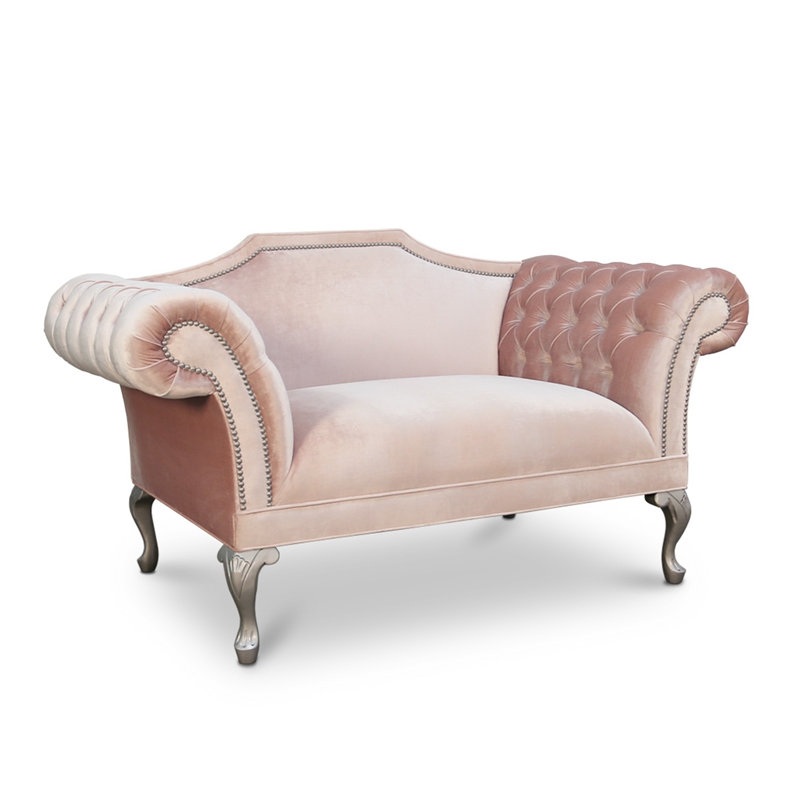 Rohan Velvet Loveseat, Blush Velvet 
