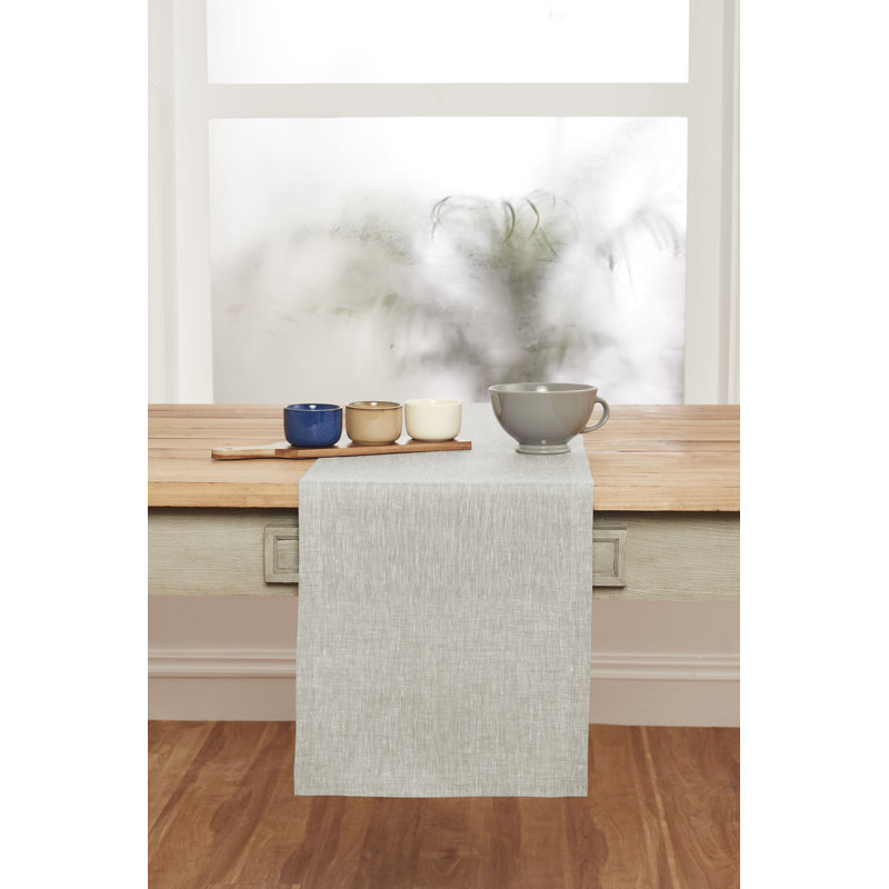 100% Pure Linen Table Runner - Athena, 36" x 14", Oyster Gray