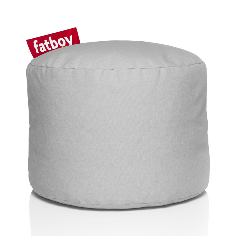 Point Stonewashed Pouf Ottoman, Silver Grey