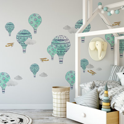 Teal Hot Air Balloons Wall Decal