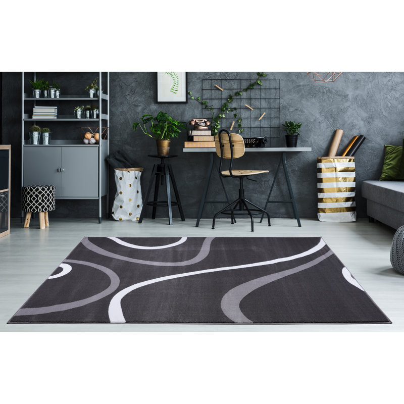 Tapis décoratif grise abstraite Joey, Rectangle 7'10" x 10'5"