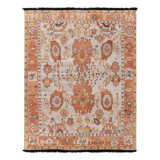 Rug & Kilim's Oushak Rug In White, Orange And Gold Floral Pattern