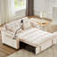 Lit à dossier réglable beige avec fonctions de divertissement et canapé pliable beige-121363627