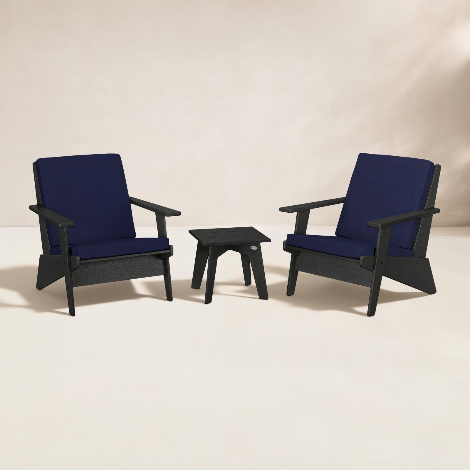 POLYWOOD® Riviera 2-Person Patio Seating Group, Navy, Black