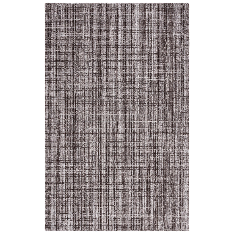 Nathasia Abstract Hand Tufted Wool/Cotton Plaid Rug in Brown/Gray, Rectangle 5' x 8'