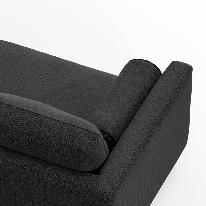Charcoal Grey Leather Lawson Sofa with Ottoman and Pillow-Top Arm