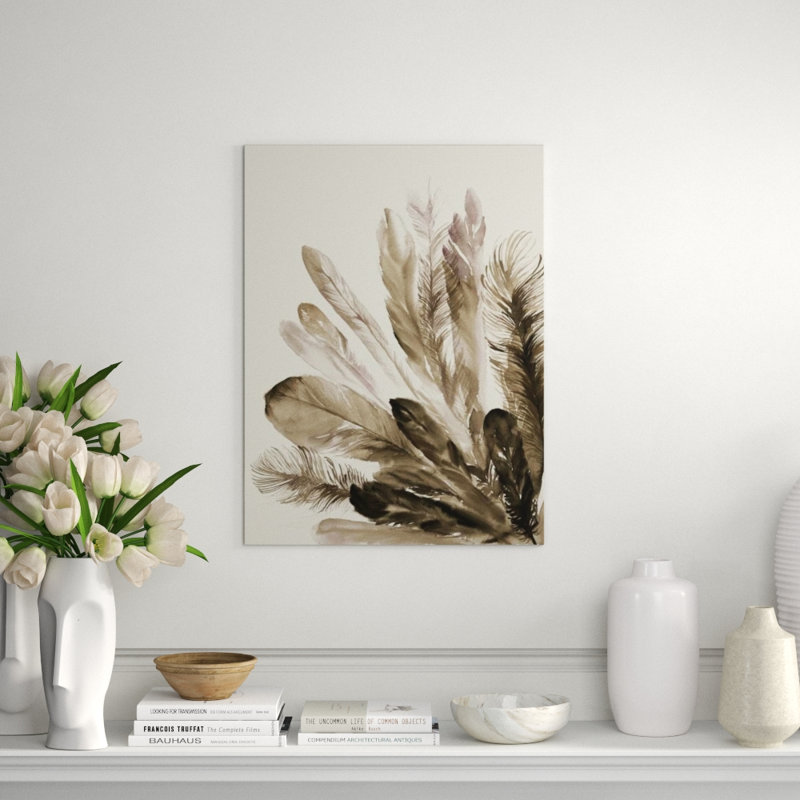 Sepia Plumes I Print by Guseul Park, Image Brush Gel, 32" H x 24" W x 1.5" D