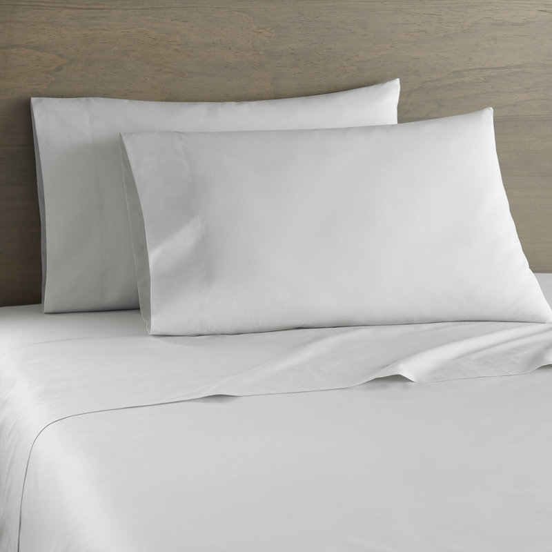 Ensemble de draps en percale de coton 250 fils, Gris brumeux, Drap pour très grand lit californien + drap-houss