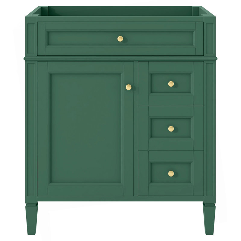 Meuble-lavabo de salle de bain de 30 po sans lavabo supérieur, armoire de rangement moderne avec 2 tiroirs et un tiroir rabattable (BASSIN INCLUS)