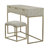 Coiffeuse en bois gris clair avec tabouret et miroir caché