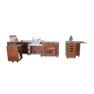 Table de couture pliable 100,5 "x 45,75" avec plateforme pour machine à coudre et roues