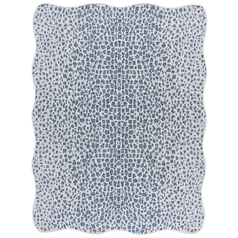 Tyron Animal Print Ivory/Navy Area Indoor/Outdoor Area Rug, Novelty Rectangle 8' x 10'