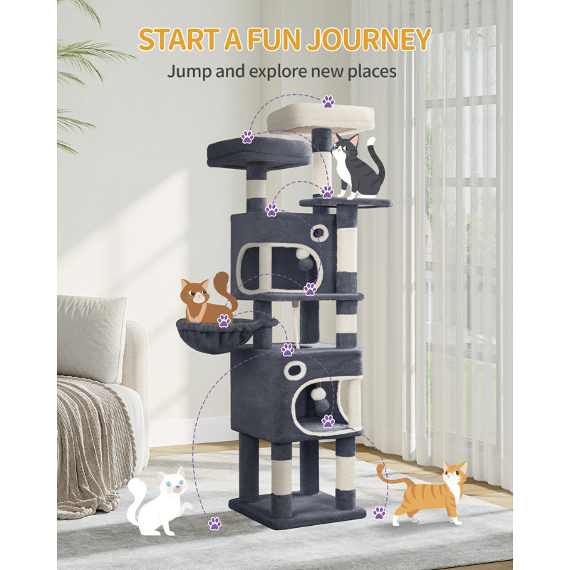 159cm H Cat Tree, Dark Grey