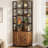 77.9" Tall Corner Bookshelf With 5-tier Open Display Shelves,  L-shaped Bookcase With Closed Storage Cabinet, Adjustable Foot, Anti-tip Device For Living Room, Office, Study