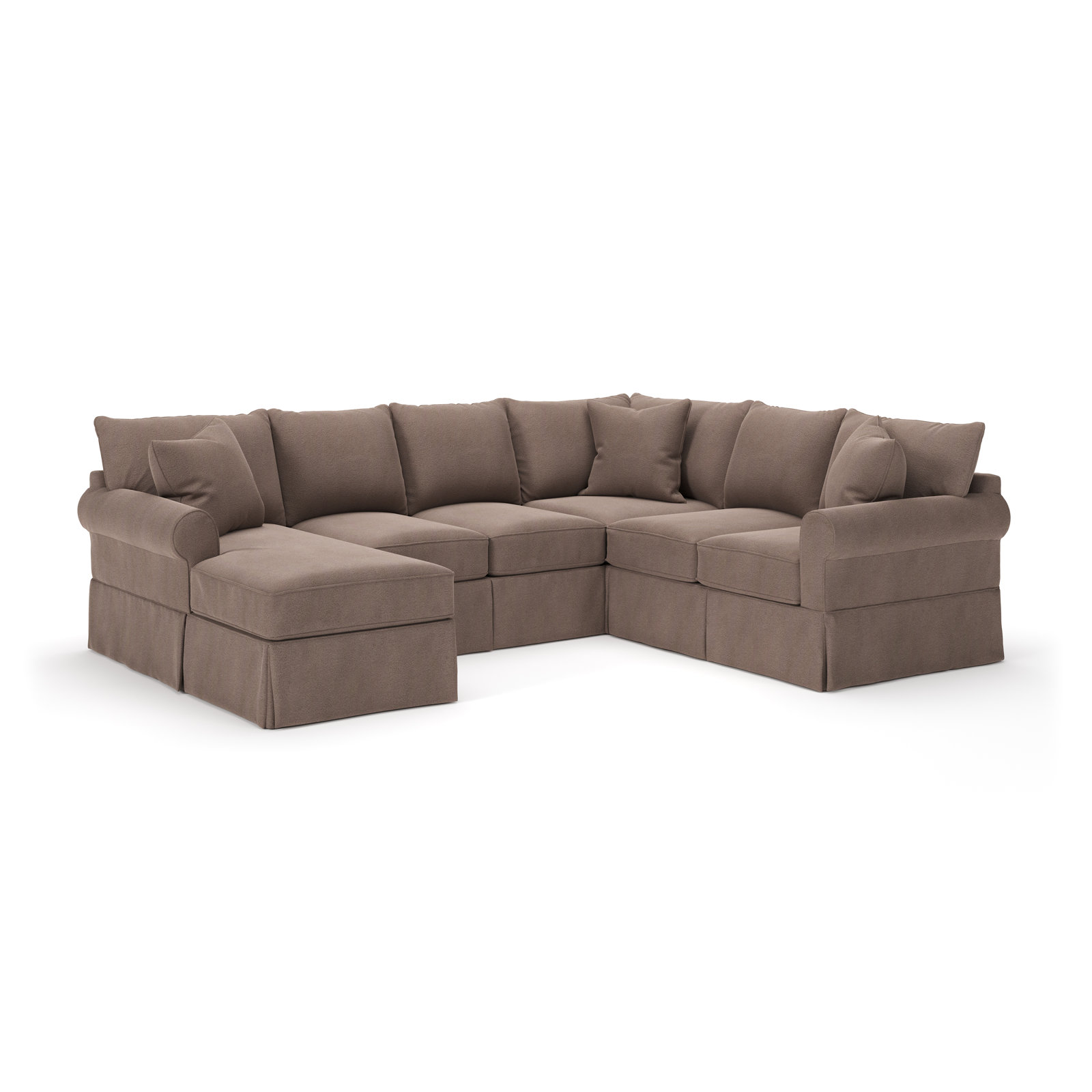 Amari Slipcovered U-Sectional, Left Hand Facing, Bella Cocoa Performance Velvet