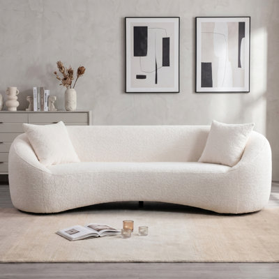Canapé incurvé 93,31 "minimaliste blanc avec siège profond et 2 coussins pour salon moderne