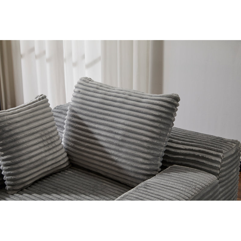 Canapé ergonomique avec fausse fourrure rayée douce, parfait pour un décor moderne et minimaliste, aucun assemblage requis.