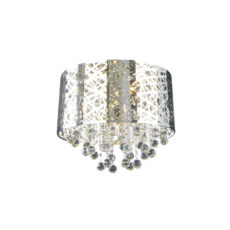 Transitional 9 Light Chrome Shade Flush Mount