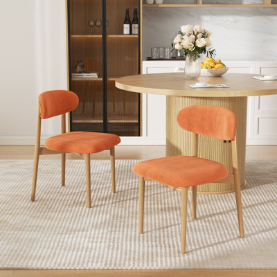 Modern Minimalist Dining Chair With Wood Legs, Mid-Century Accent Chair For Kitchen, Living Room, And Vanity