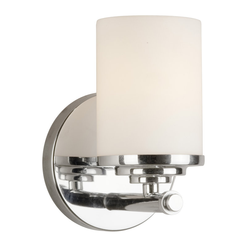 Ariauna Armed Sconce, Satin Opal, Chrome / Satin Opal