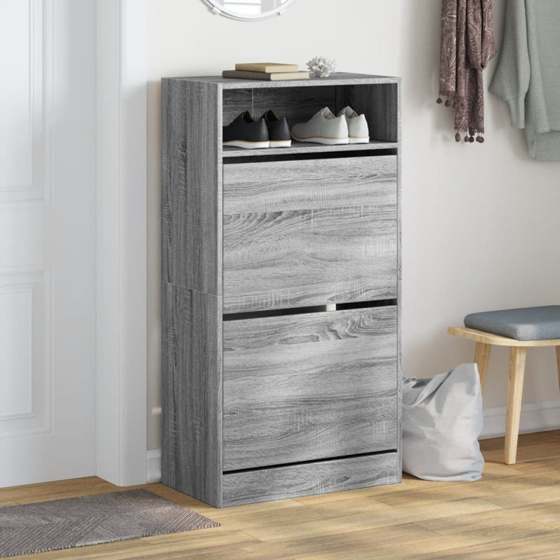 6 Pair Shoe Storage Cabinet, Grey Sonoma