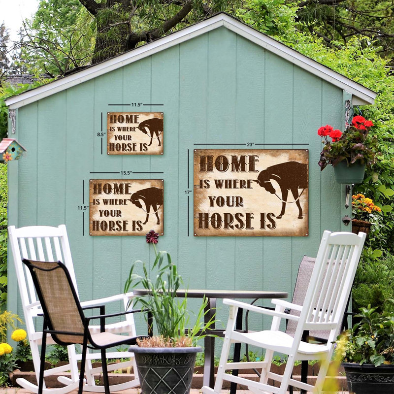 «Home Is Where Your Horse Is», enseigne en métal