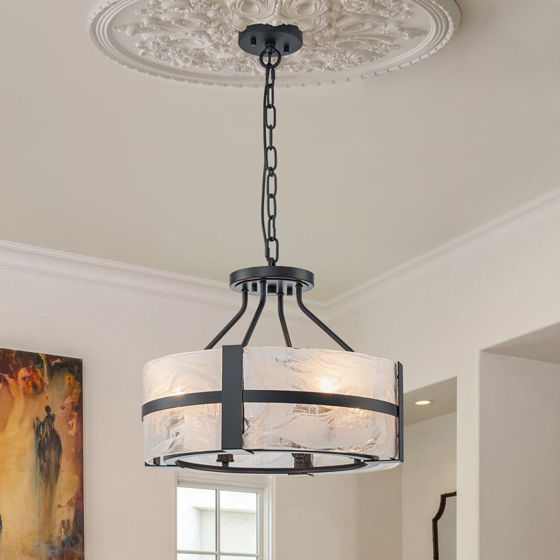 White Mist Cloud Glass Drum Chandelier