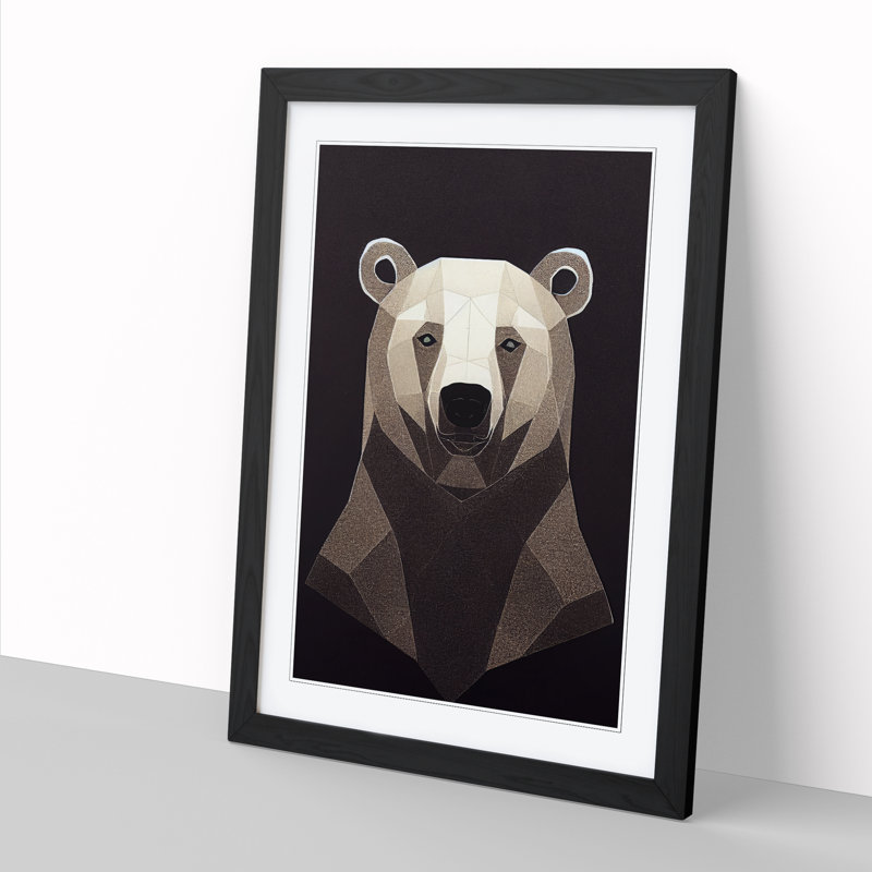 Leum Polar Bear Suprematism 1 Piece Wall Art, 64cm H x 46cm W x 2cm D, Walnut