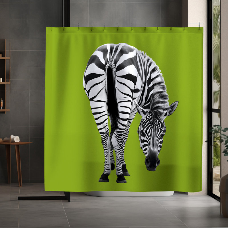 Jez Shower Curtain, Black/White/Chartreuse