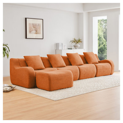 Canapé modulaire en tissu avec repose-pieds Teddy