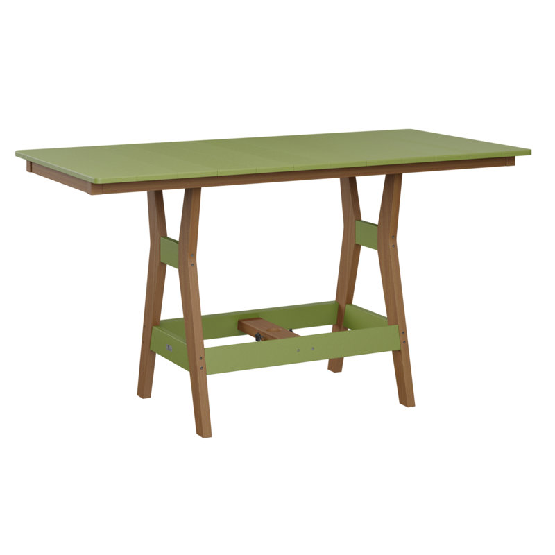 Table de salle à manger rectangulaire 66 po Berlin Gardens Harbor, Vert kiwi, H 30,37 po x l 66 po x P 33 po, Teck naturel
