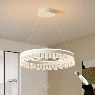 Stockham 1-Light Chandelier Round Circle LED Kitchen Island Pendant Remote Dimming