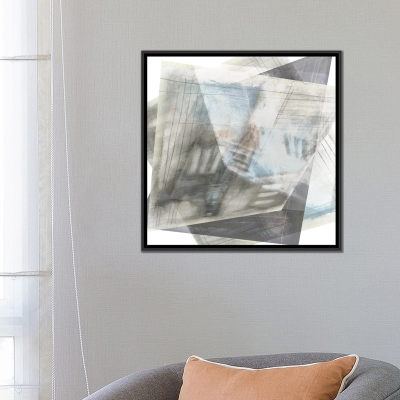 « facettisée illusion ii », impression sur toile, H 18 po x l 18 po x P 1,5 po, Toile avec cadre noir, Pas de tapis
