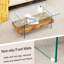 Table basse 43,3 pouces à deux couches, finition marbre, facile d'entretien, table de 40,3 pouces facile à démonter avec plateau en verre trempé et pieds, charge de 250 livres, élégante-340386679-340386678