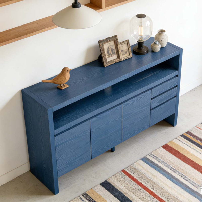 60" 3-Door Sideboard with 3 Drawers, Navy Blue