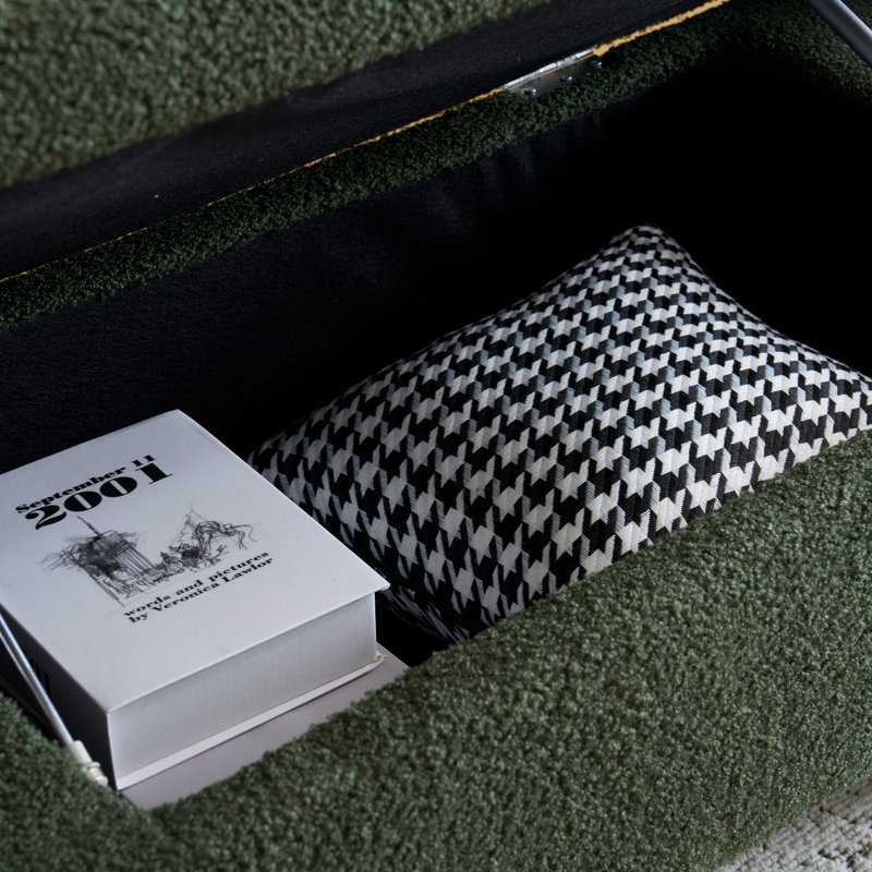 Simple Long shaped Ottoman Bench, Dark Green