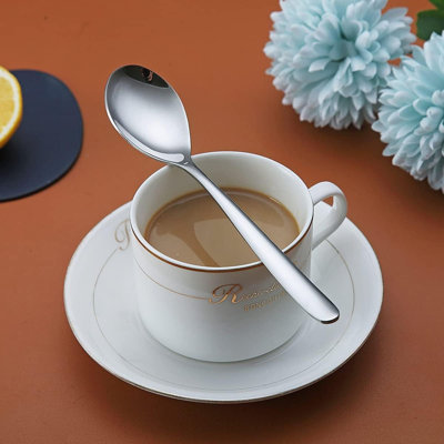 Teaspoons, 6 Piece Spoons Silverware, Stainless Steel Small Spoons, Tea Spoons For Home, Kitchen Or Restaurant, Dishwasher Safe (Silver-6.6 Inches)