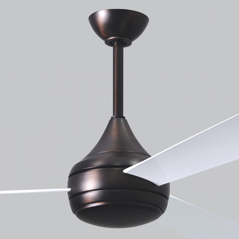 Donaire LED Outdoor Downrod Ceiling Fan, Brushed Bronze, Gloss White
