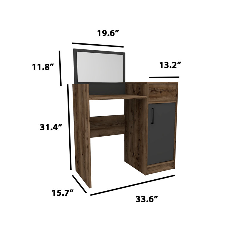 Millisent Vanity, Light Walnut/Anthracite
