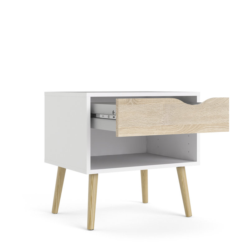 Justus 19.76'' W Particle Board / Chipboard Nightstand, White/Oak