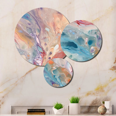 Ensemble de 3 décorations murales bleues et roses I