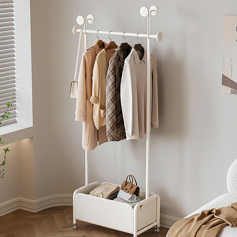 Rebrilliant Niaimani 31.5'' Metal+Leather Rolling Clothes Racks ...
