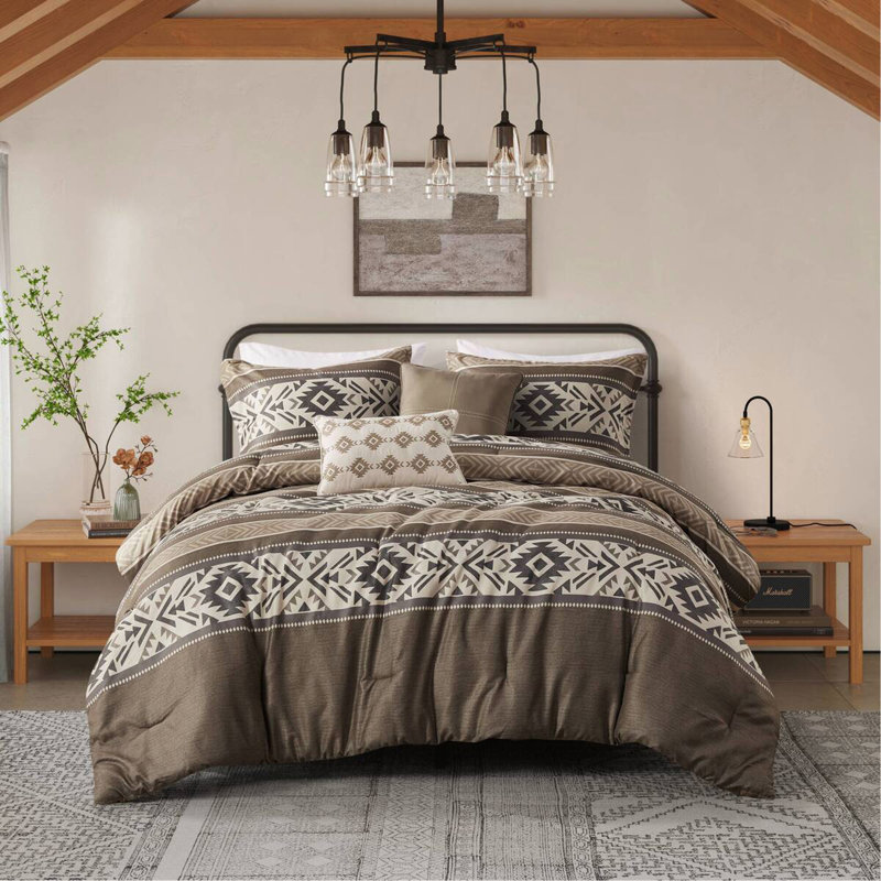 Ensemble d'édredon à chevrons 5 pièces avec coussins 5 pièces