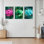 Ensemble de 3 tableaux muraux aquarelle de fleurs de lotus sur toile tendue, pour la décoration du salon et de la chambre.