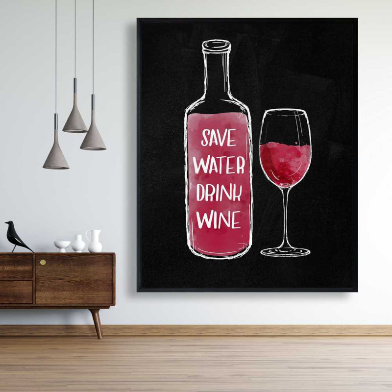Sauver l'eau, boire du vin - Art illustratif sur toile pour la maison