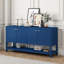 Console fonctionnelle U-Style bleu marine avec rangement à 4 portes et tablette inférieure - conception américaine, L 59,6 po-556371419